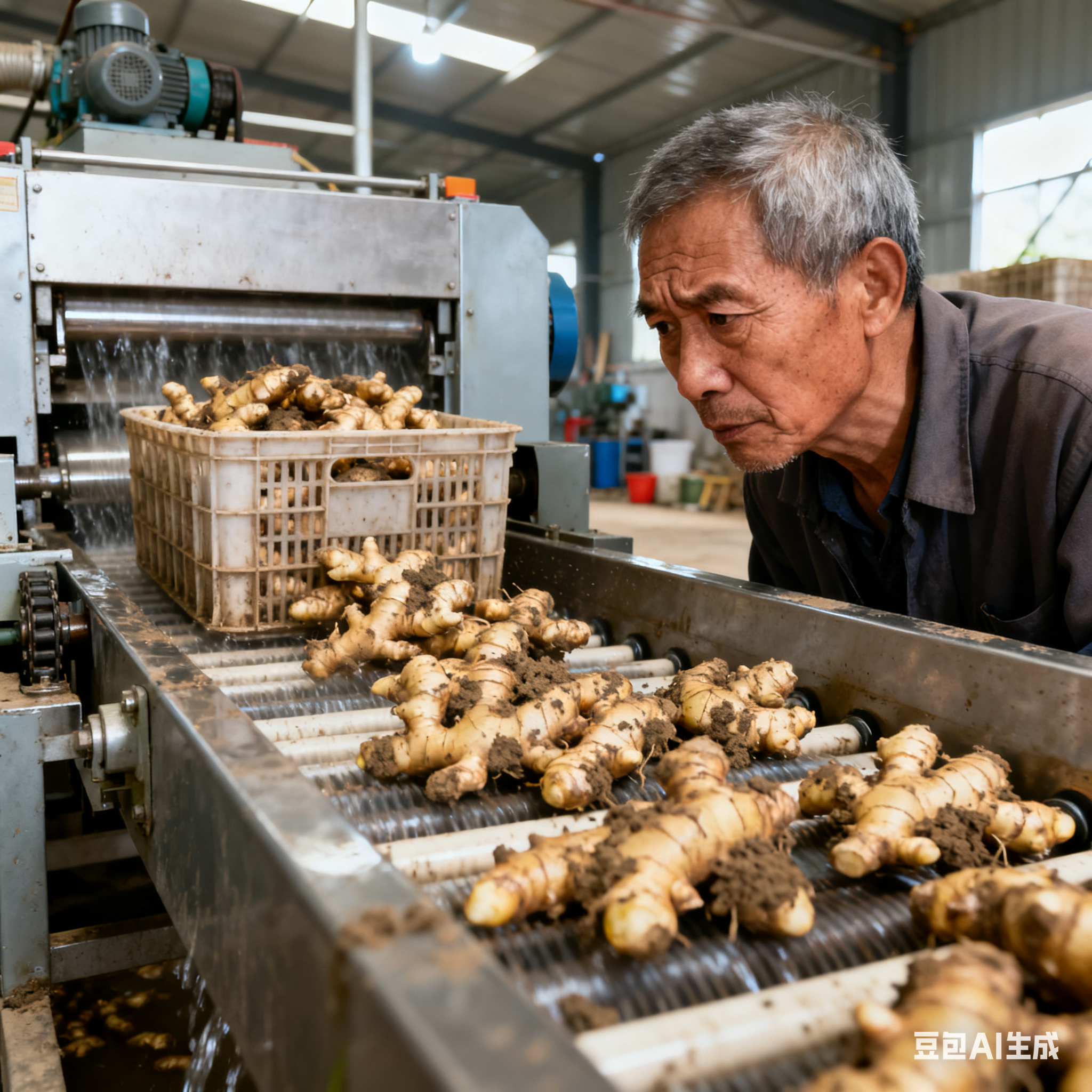 鲜姜清洗风干线，运行速度咋定？(1)