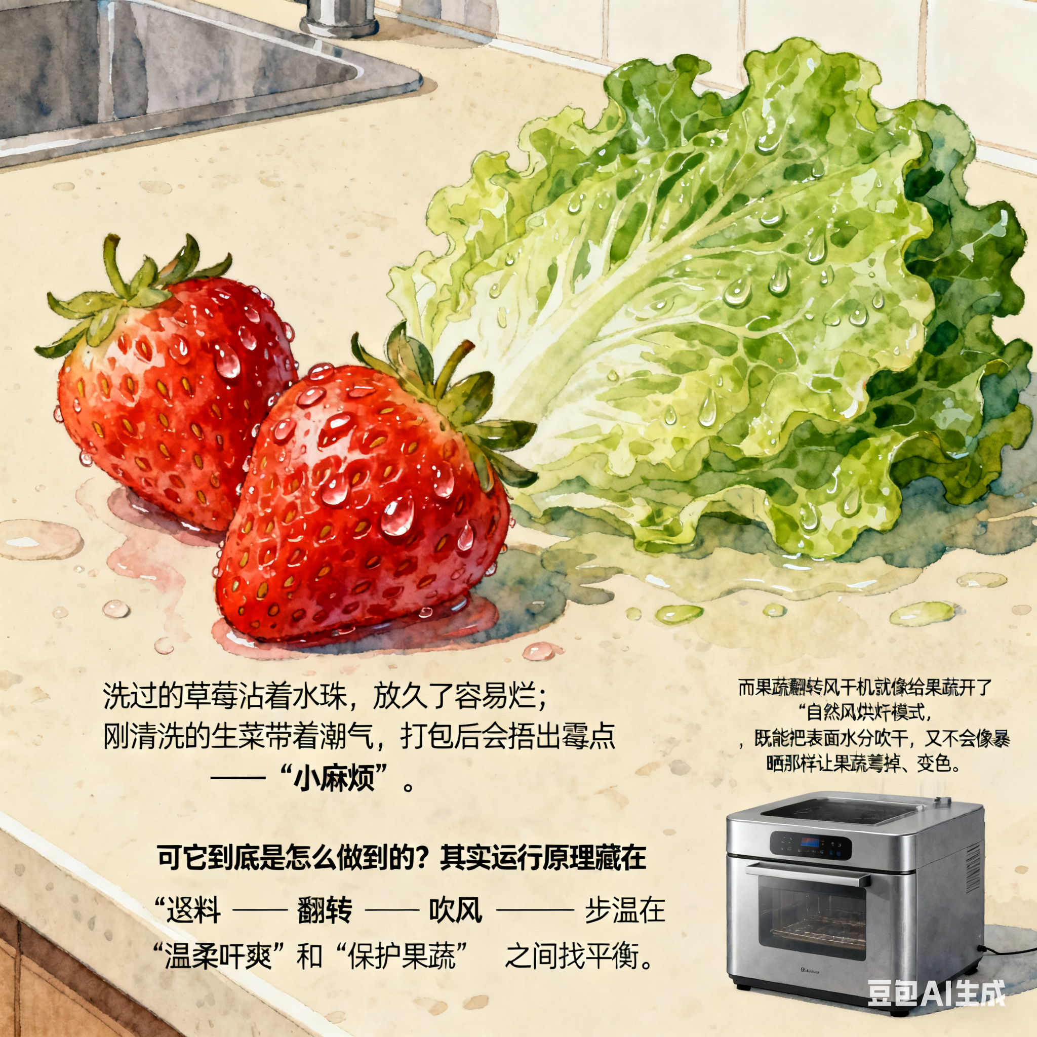 果蔬翻转风干机 咋让果蔬 “干爽” 不受伤？(1)